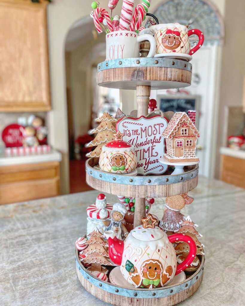 gingerbread tiered christmas tray kitchen