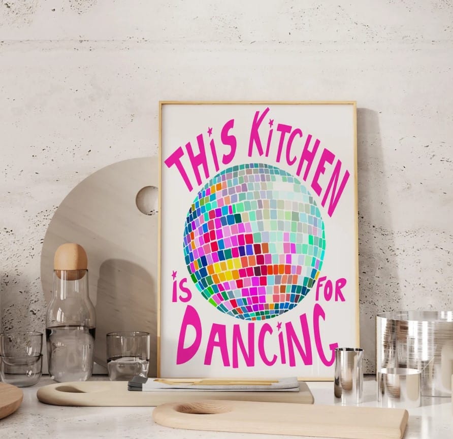 Disco Ball Decor This Kitchen Is For Dancing Print Disco Ball Art Trendy Prints for Apartment Genz Kitchen Disco Prints Gift for Maximalist - Etsy