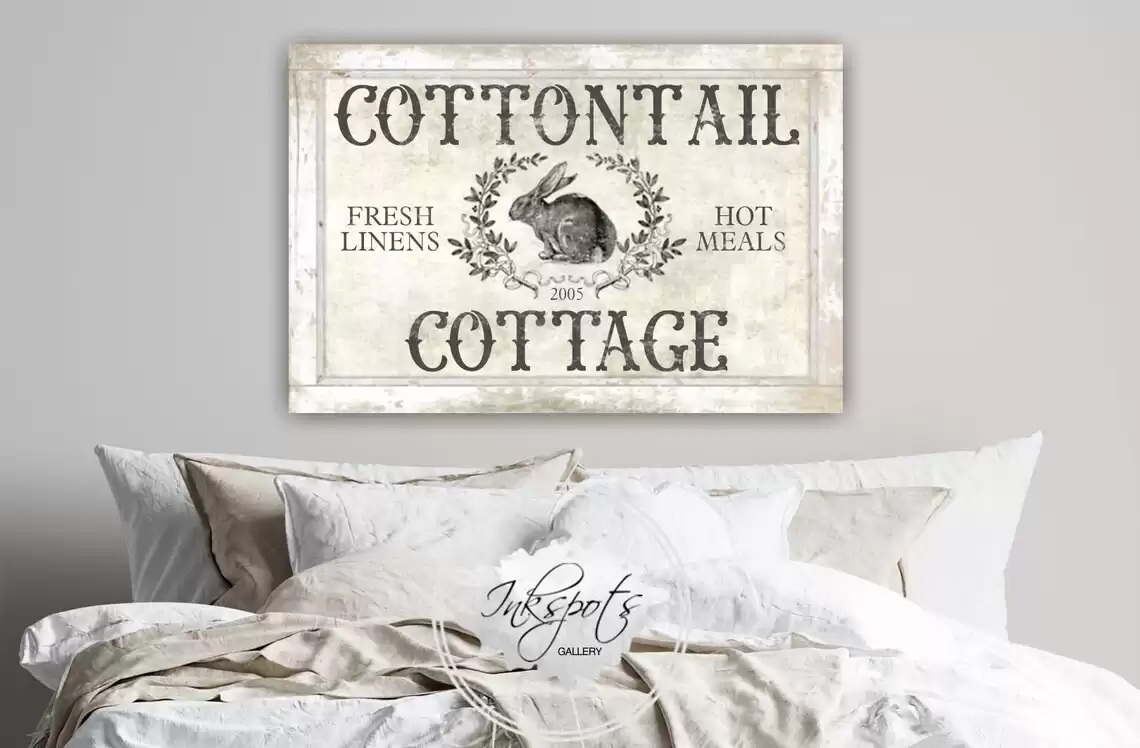 Vintage Cottontail Bed and Breakfast Sign, Farmhouse Easter Decor, Rustic Spring Wall Art, Easter Bunny Large Custom Canvas Print EA10 - Etsy