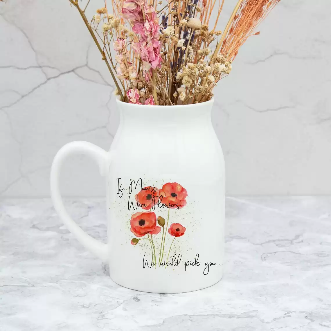 Personalised poppy flower vase, gift for Mum Nan Aunt Sister, ceramic jug vase, Mother s Day gift, If Nannas were flowers I d we d pick you Etsy