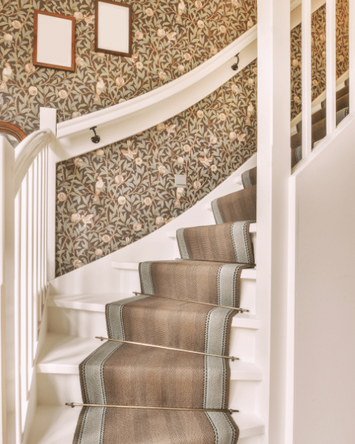 wallpaper above stairs