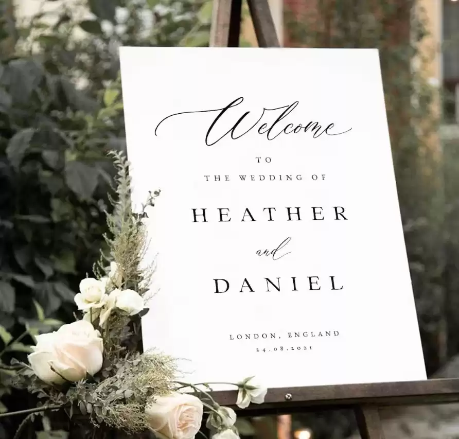 Elegant Wedding Welcome Sign, Welcome Wedding Sign, Minimalist Wedding Welcome Sign, Wedding Signs, Large Wedding Sign, Welcome Sign, HEATH - Etsy