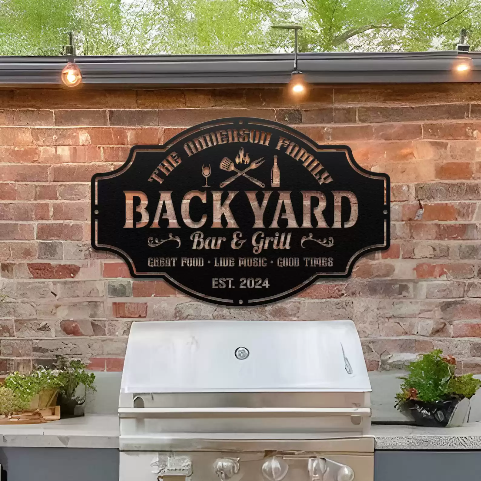 Personalized Backyard Pool Metal Sign LED Light, Outdoor Wall Decor, Pool Signs for Outdoor, Custom Backyard Bar and Grill Sign Decor - Etsy