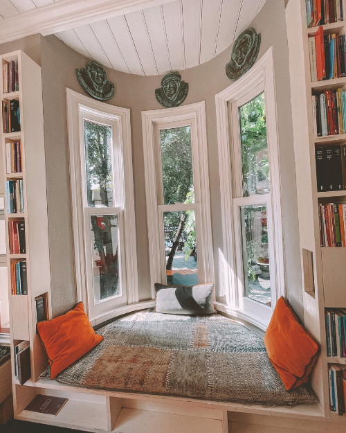 green cozy earthy living room