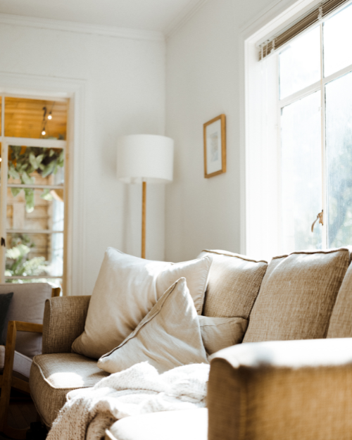 neutral cozy earthy living room