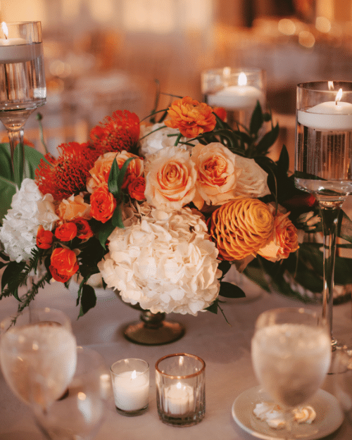 fall wedding idea round centerpiece