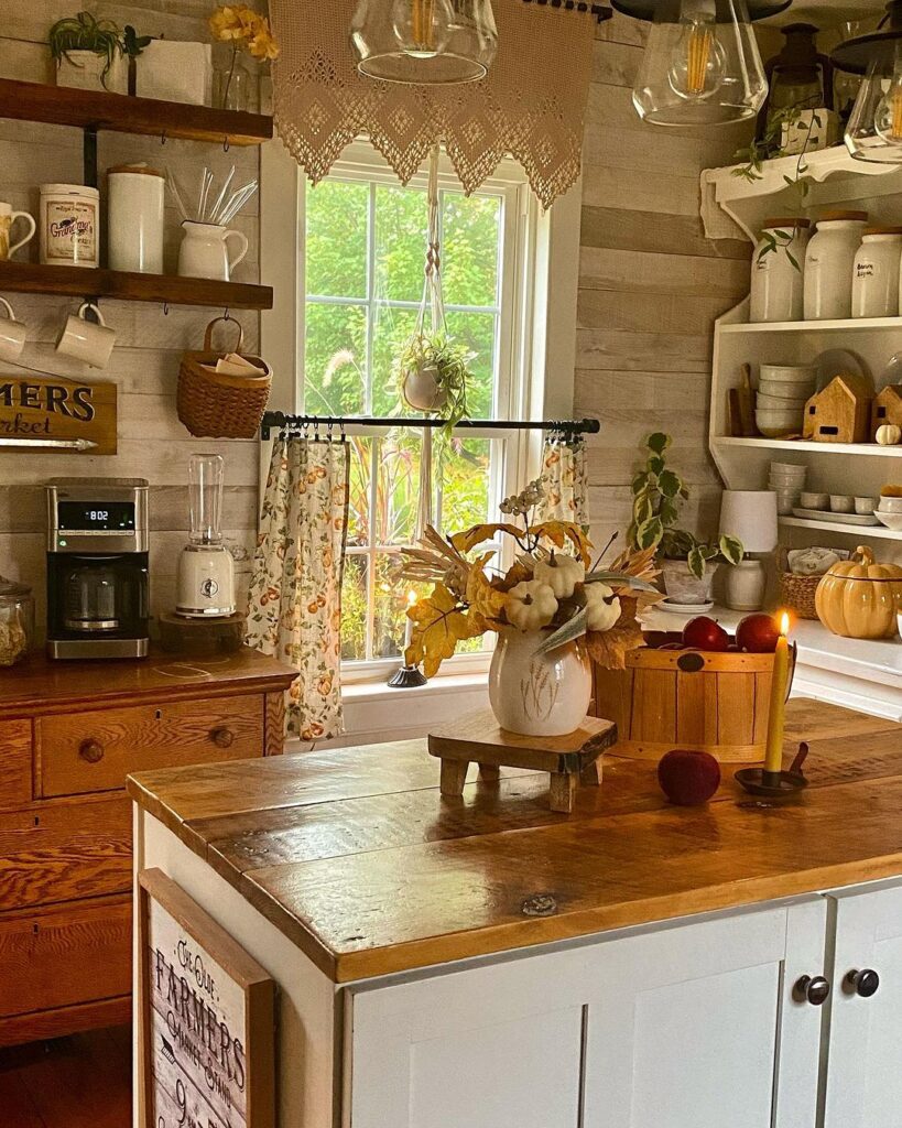 cozy fall kitchen island 