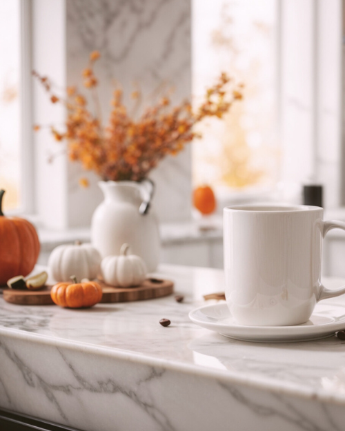 coffee bar kitchen island fall decor