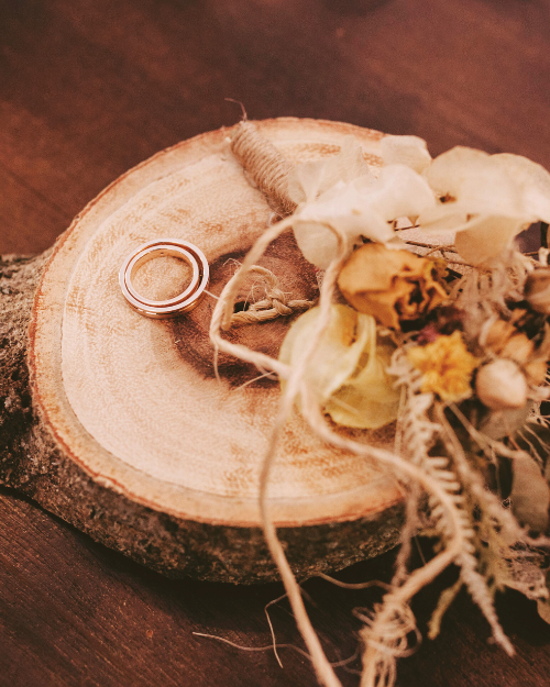 fall wedding rustic ring holder