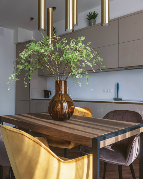 small kitchen with dining table