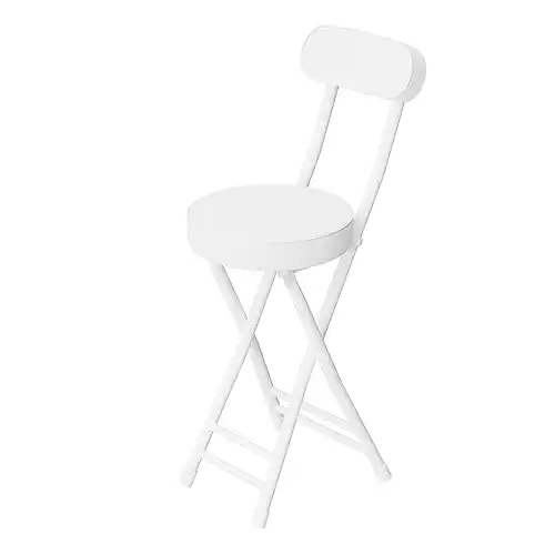 GLCS GLAUCUS Folding Stool,Cushioned Padded Folding Bar Stool,24inch White Height Heavy Duty Portable Chair stool with 300lbs Capacity for Kitchen Living Room Garden Camping Fishing