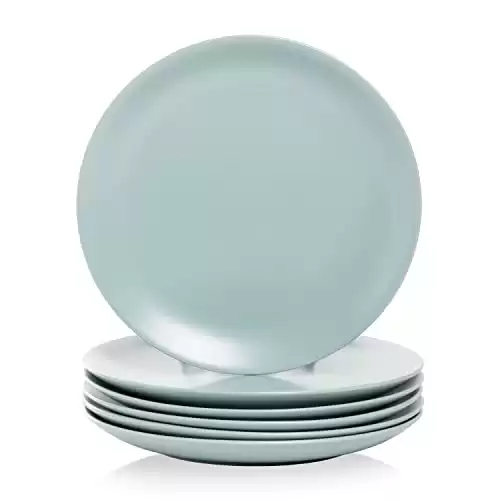 10 Strawberry Street Wazee Matte 10.5" Coupe Dinner Plate, Set of 6, Mineral Blue