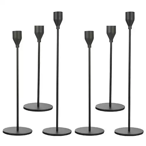 Anndason Set of 6 Black Candlestick Holders Black Taper Candle Holders Decorative for Home Decor, Wedding, Dinning, Party, Anniversary (Black)