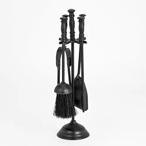 Inglenook 5pc Fireplace Companion Fireware Fire Tools Set in Black - With Brush, Coal Shovel, Poker And Pair Of Tongs by Inglenook EshopRetailLtd