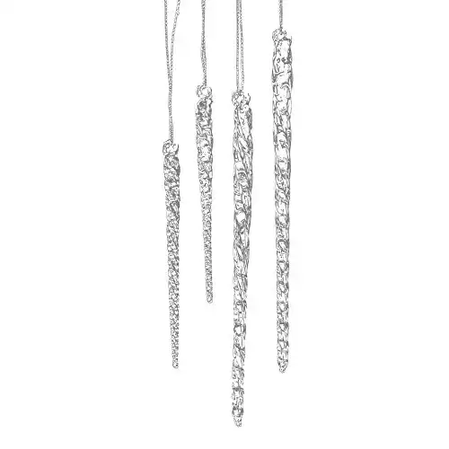 Kurt Adler 3-1/2-Inch-5-1/2-Inch Clear Glass Icicle Ornament Set of 24 Pieces (1)