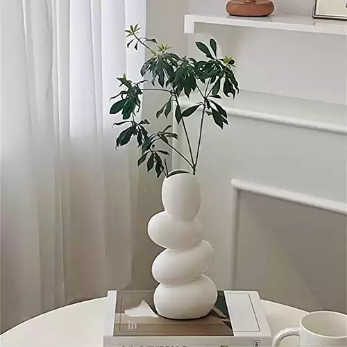 Ceramic Vase,Modern White Flower Vase,Flower Vase for Home Decor Living Room, Home, Office, Centerpiece,Table and Wedding.