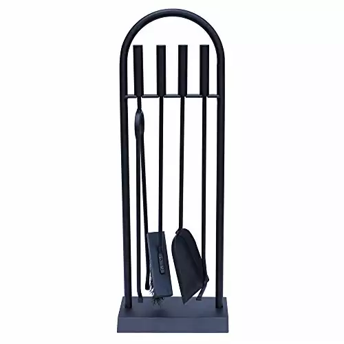 JVL 11-324 Lambeth Contemporary Fireside Companion Arch Tool Set, Steel, Black, 23 x 14 x 66 cm, 4 Pieces