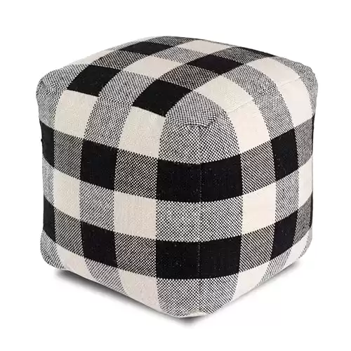 Anji Mountain Square Pouf , 20" x 20" x 20", B&W Geometric