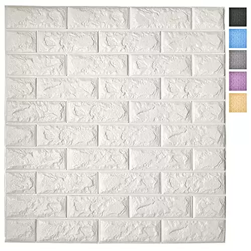 Art3d 11-Pack 64 Sq.Ft Peel and Stick 3D Wall Panels for Interior Wall Decor, White Brick Wallpaper