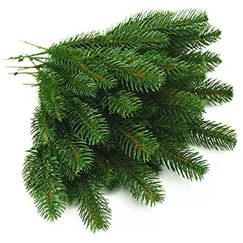 wonuu 25pcs Artificial Pine Green Leaves Needle Garland for Christmas Embellishing and Home Garden Decor, 11x4.7 Inches(Green-25 Pack)