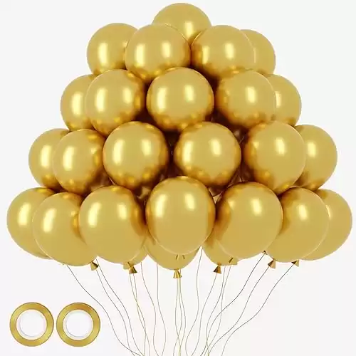 Voircoloria 105pcs Metallic Gold Balloons 12inch Party Latex Balloons for Birthday Graduation Baby Shower Wedding Anniversary New Year Party Decorations