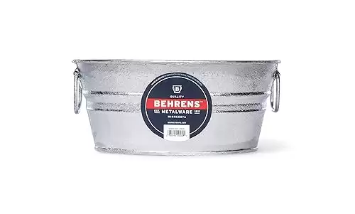 Behrens, Silver 103LFT 1.5 Gallon Hot Dipped Steel Low Flat Tub, 1.5-Gallon