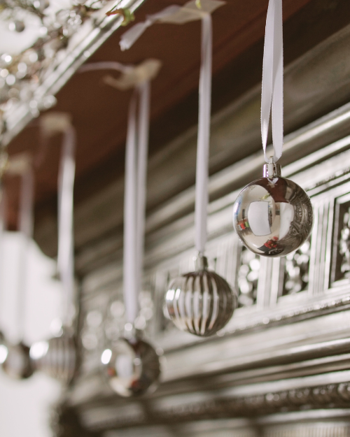 winter themed christmas mantel