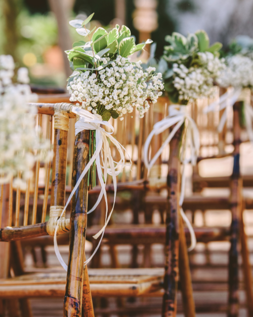 simple flowers on chairs