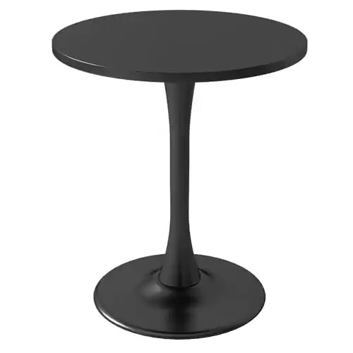 Kasinali Black Round Table Modern Dining Table Tulip Round Kitchen Table Mid Century Coffee Table for Living Room 24 inch