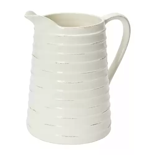 Creative Co-Op White Ceramic Pitcher