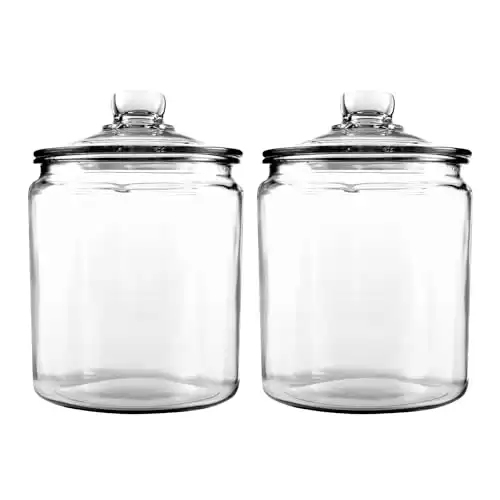 Anchor Hocking Heritage Hill 1/2 Gallon Glass Jar with Lid, Set of 2