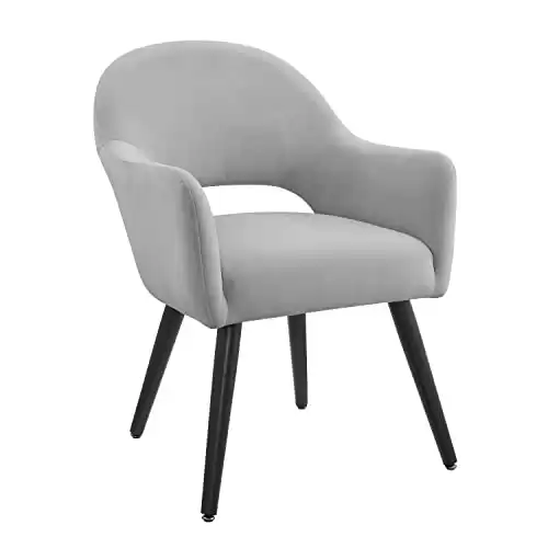 Powell Light Grey Velvet Mid-Century Monika Dining Chair, 19.75" Seat Height