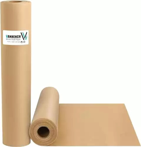 Vanhench Brown Wrapping Paper, Craft Paper, Kraft Paper Roll 17.8 x 1200 (100 ), Gift Wrapping Bulletin Board Arts & Crafts, Bouquet Flower Table Covering Poster Packing Paper S