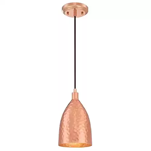 Westinghouse 6105400 One-Light Indoor Mini Pendant, Hammered Copper Finish, Bronze