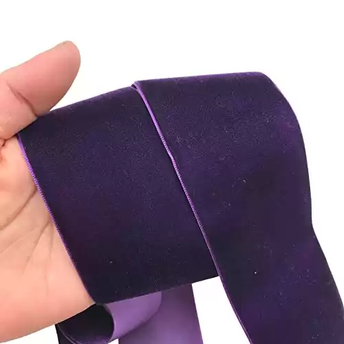 PEPPERLONELY 5 Yards Single Face Velvet Ribbon 50mm (2 Inches), Dark Purple #229