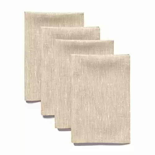 Solino Home Champagne Beige Linen Cloth Napkins 20 x 20 Inch Dinner Napkins Set of 4 100% Pure Linen Napkins Washable Fabric Napkins for Christmas, Winter, New Year Athena