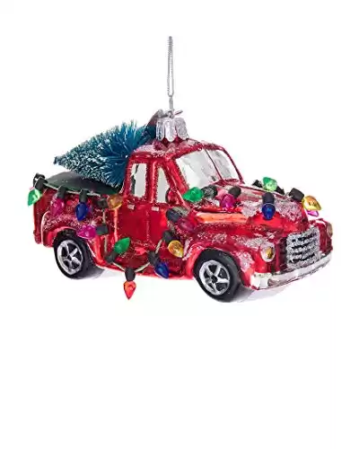 Noble Gems Glass Truck With Tree Ornament, Christmas