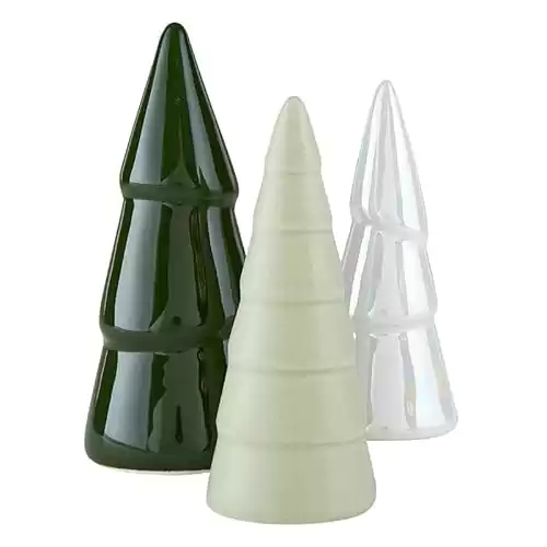 Santa Barbara Design Studio Holiday Shelf Décor Christmas Collection Ceramic Trees, Set of 3, Green