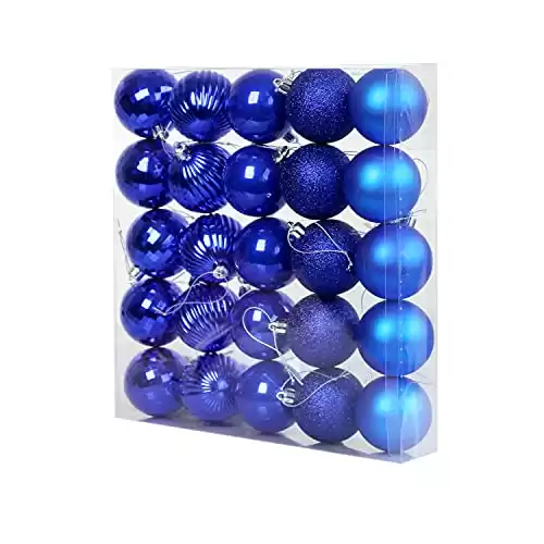 Christmas Ball Ornaments, 5 Finishs Decorative Christmas Balls Celebration, Wedding, Party Decorations, 25 Pcs Christmas Tree Hanging Balls 1.57 Inches (4 Cm) Royal Blue Christmas Ball