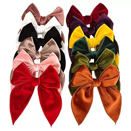 Velvet Fable Bow Hair Clips Baby Girls Women Large Velvet Cheer Hair Bows Barrettes Accessories for Toddler Kids Teen Girls