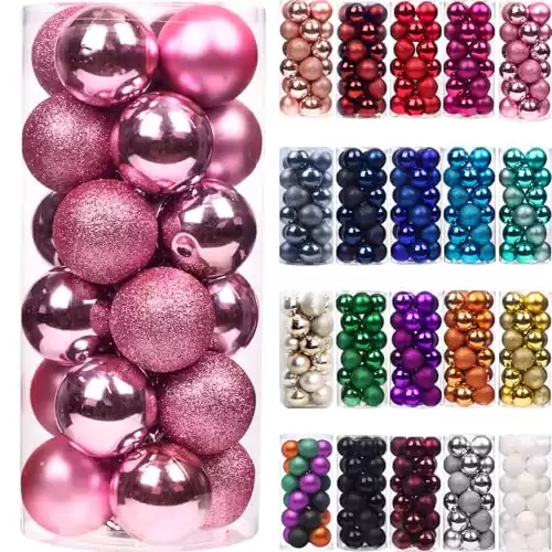 Emopeak 24Pcs Mini Christmas Balls Ornaments, Small Shatterproof Christmas Baubles for Xmas Christmas Tree, Hanging Ball for Holiday Wedding Party Decoration