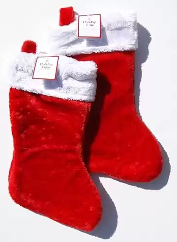 Holiday Time Red Plush Christmas Stockings – 2 Count