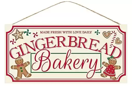 Craig Bachman 12" Wooden Sign: Gingerbread Bakery - Christmas Decorative Ornament Wooden Wall Sign