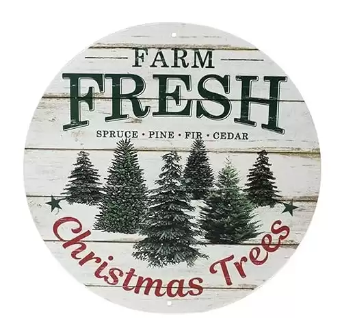 12" Farm Fresh Christmas Trees Metal Sign