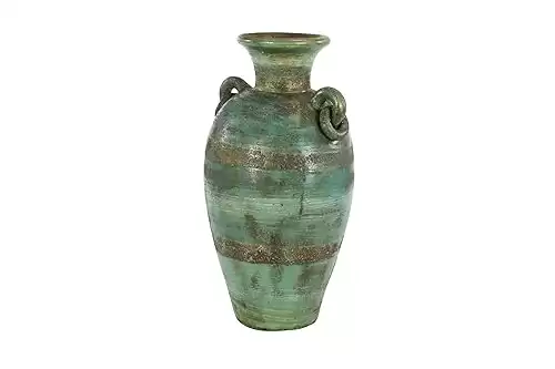 Deco 79 Ceramic Decorative Vase Distressed Centerpiece Vase, Flower Vase for Home Decoration 13" x 12" x 23", Green