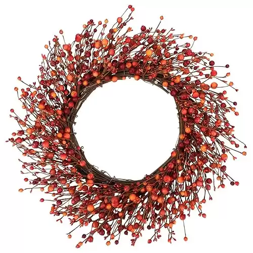 Fall Berry Wreath,24 inches Wreath with Mixed Berries for Indoor OutDoor Decor