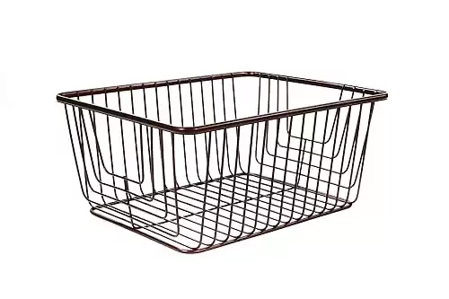 Spectrum Diversified Ashley Large, Decorative Steel Wire, Rust-Resistant Metal Storage Basket Built-In Handles, Bin for Bathroom, Pantry, Kitchen & Closet, Bronze