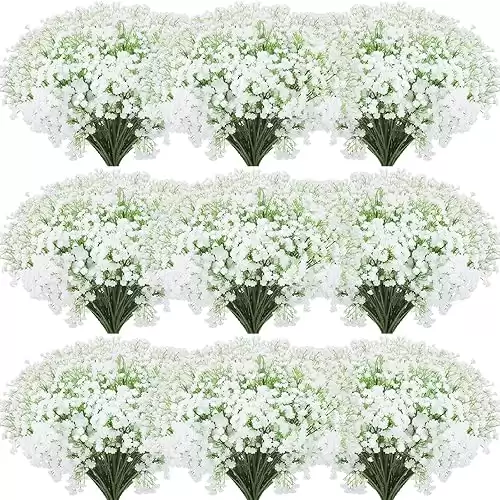 Janinka 30 Pcs Artificial Baby Breath Gypsophila Flowers Bouquets 20.5 Inch Faux Gypsophila Flowers DIY Floral Bouquets Real Touch Flowers for Arrangement Wreath Wedding Decor Home Party