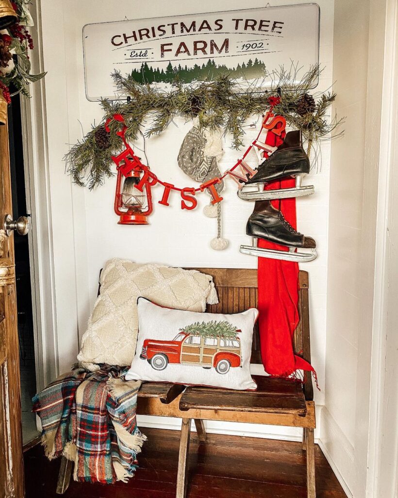 entryway bench with decor