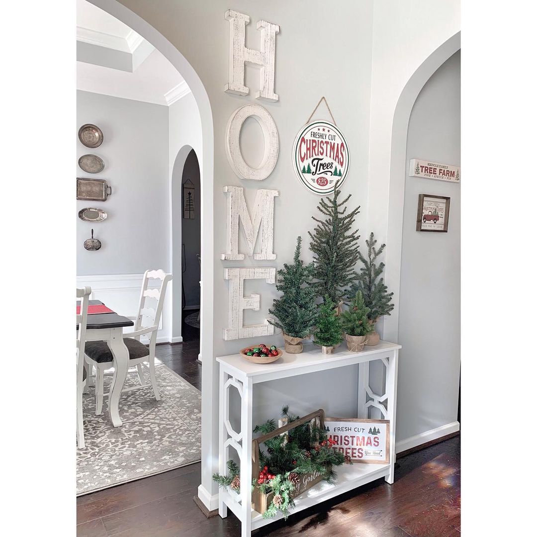 christmas table with trees